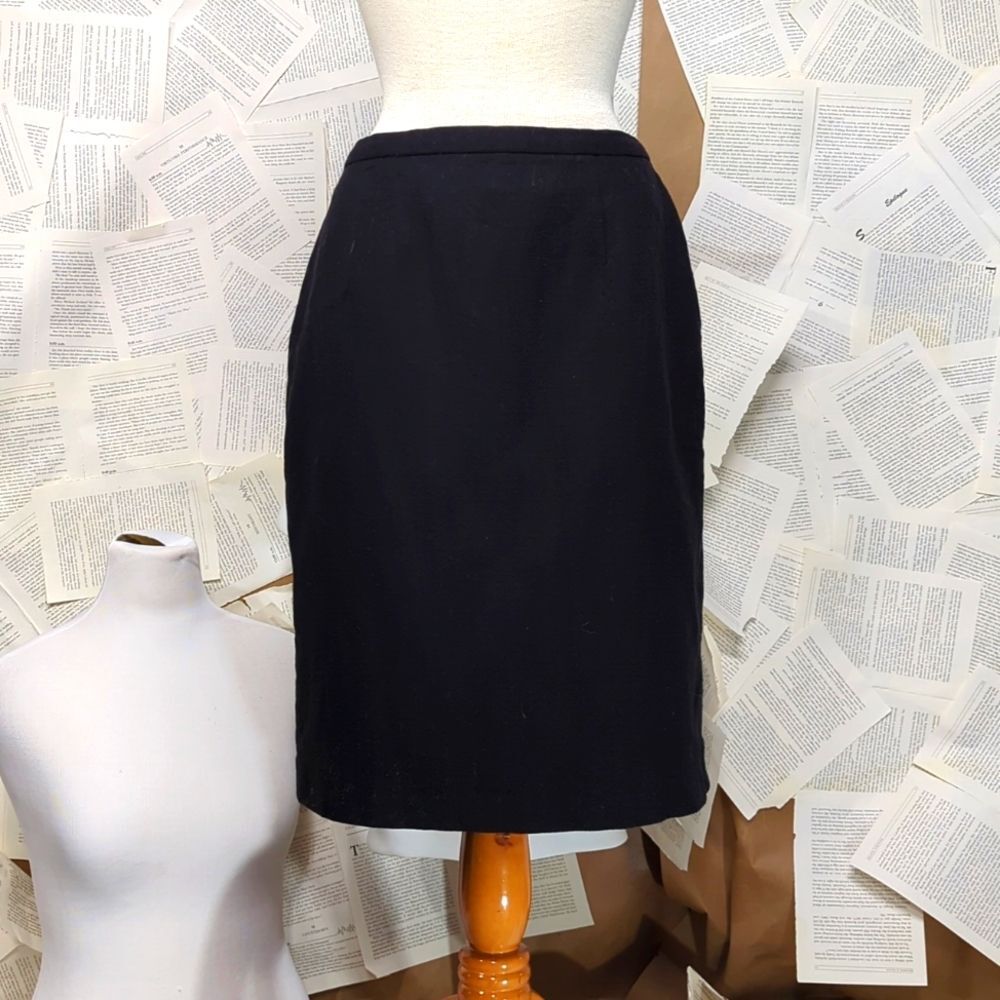 SAG HARBOR VINTAGE Academia Wool Black Midi Skirt VTG size 12P